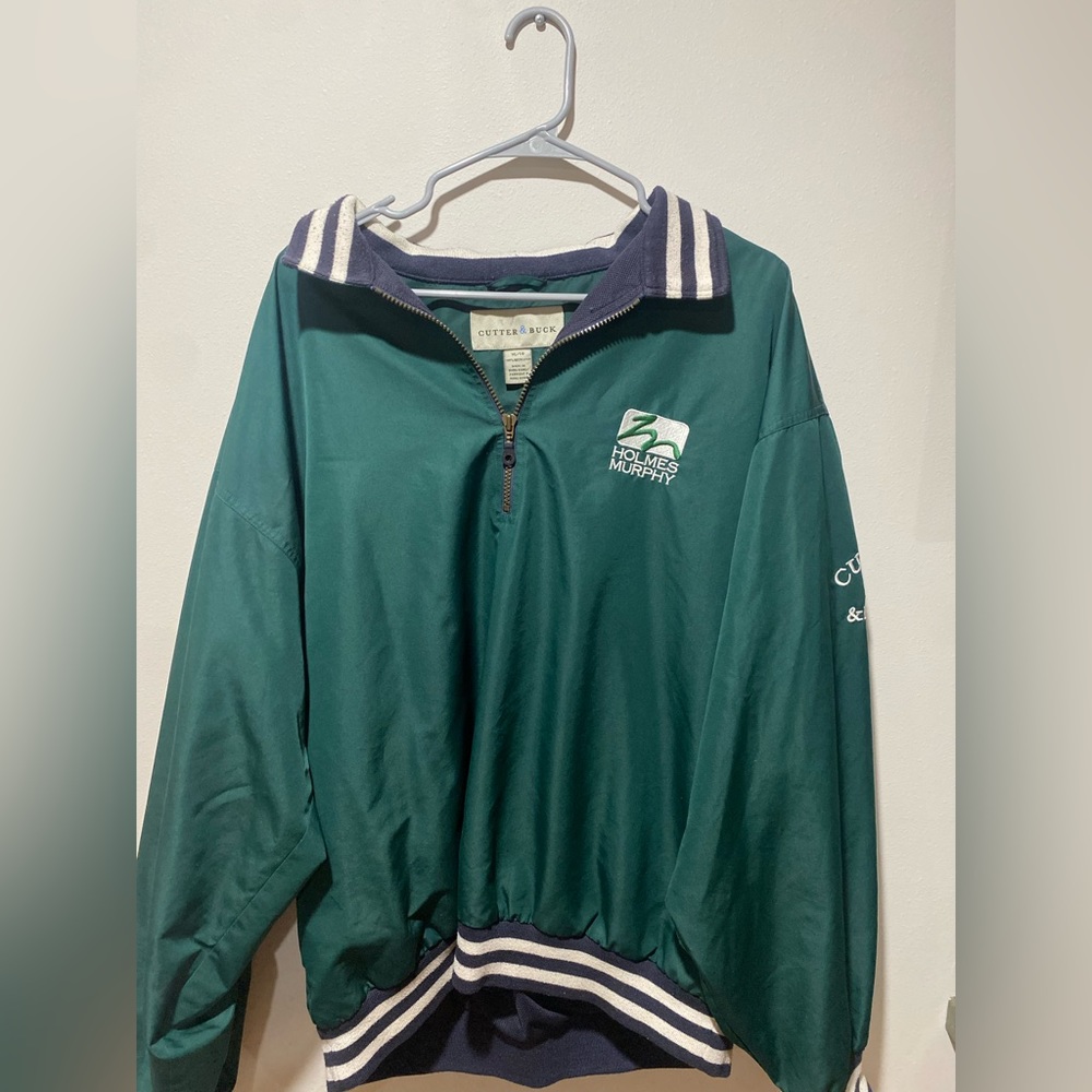 Green raincoat material sweatshirt